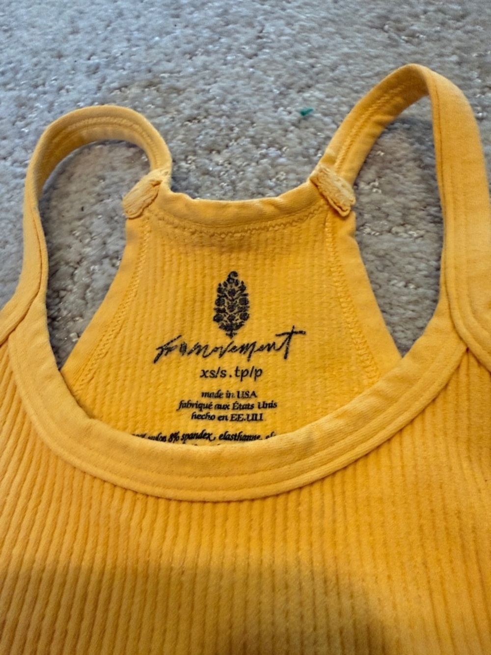 Free People Yellow Ribbed Racerback Crop Tank - Picture 2 of 3